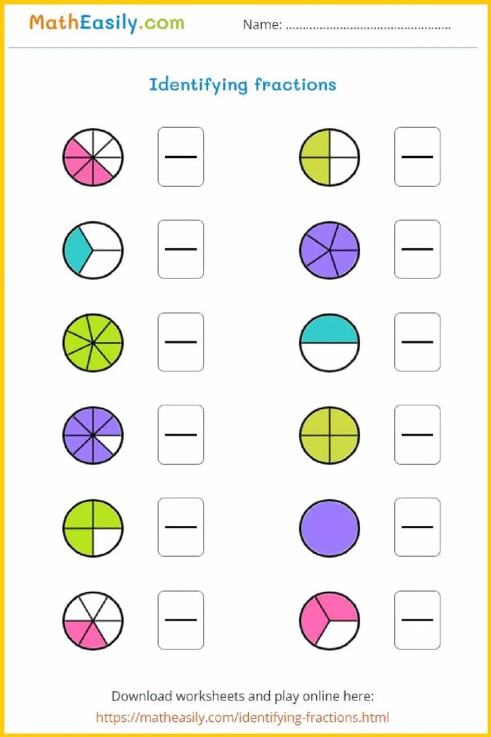Atividade de Basic Fractions Worksheets For Beginners Pdf - Folha 7