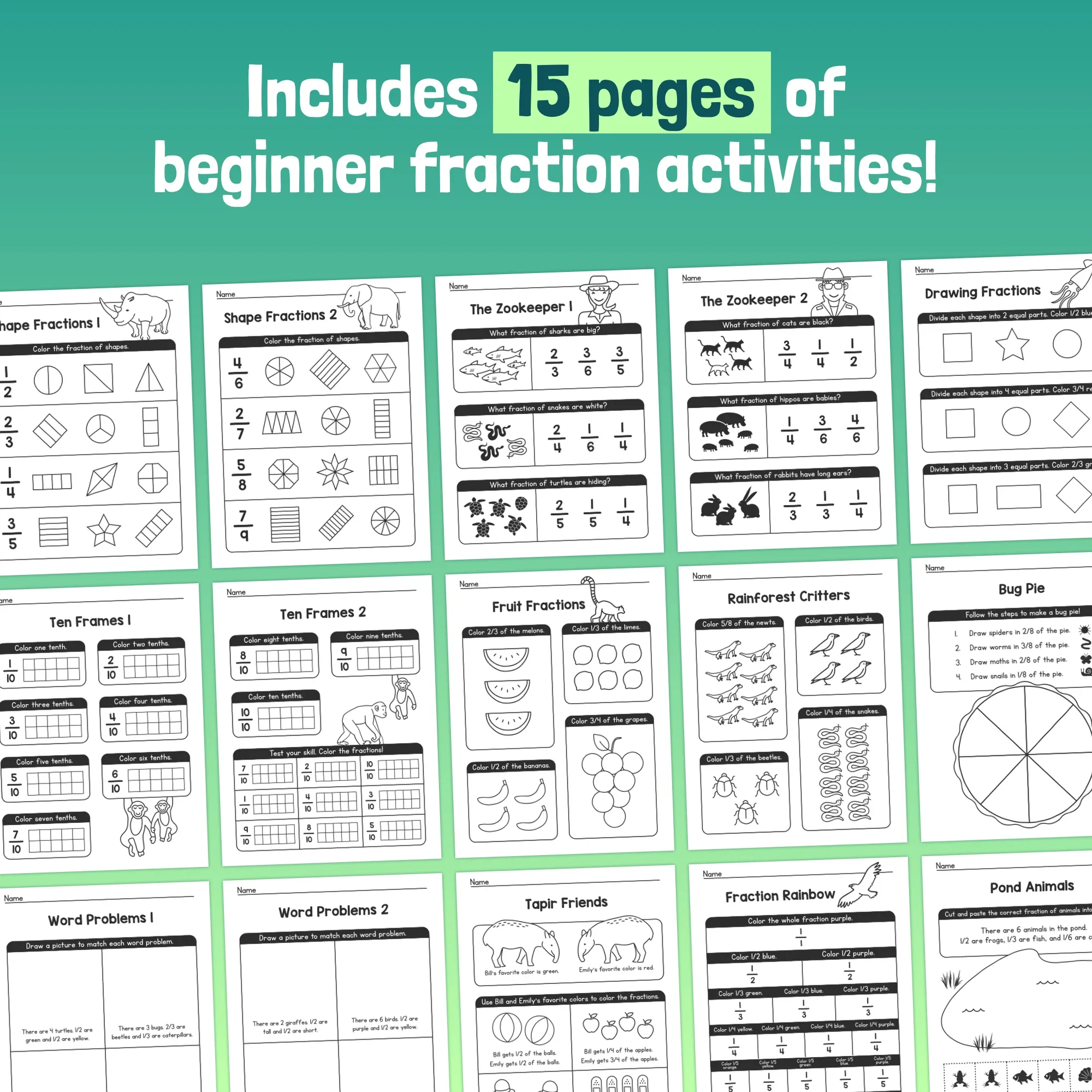 Atividade de Basic Fractions Worksheets For Beginners Pdf - Folha 11