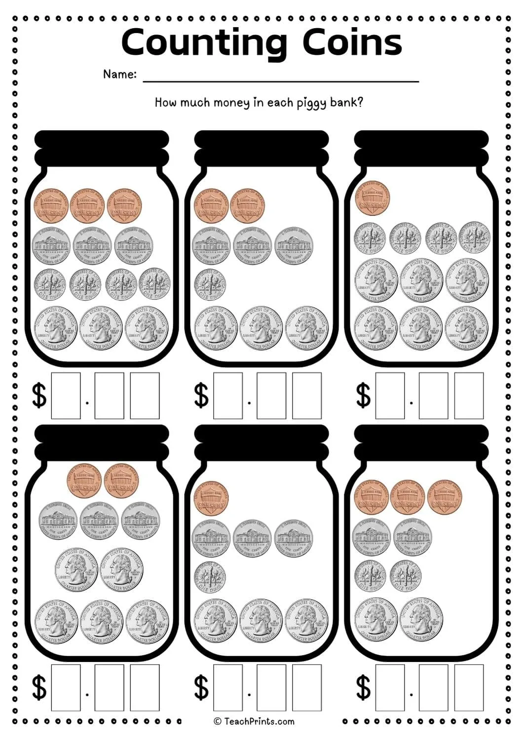 Atividade de Counting Money Worksheets For 2nd Grade - Folha 5