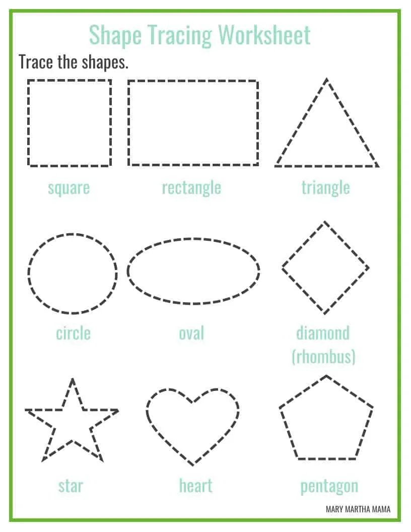 Atividade de Free Geometry Shapes Tracing Worksheets - Folha 9