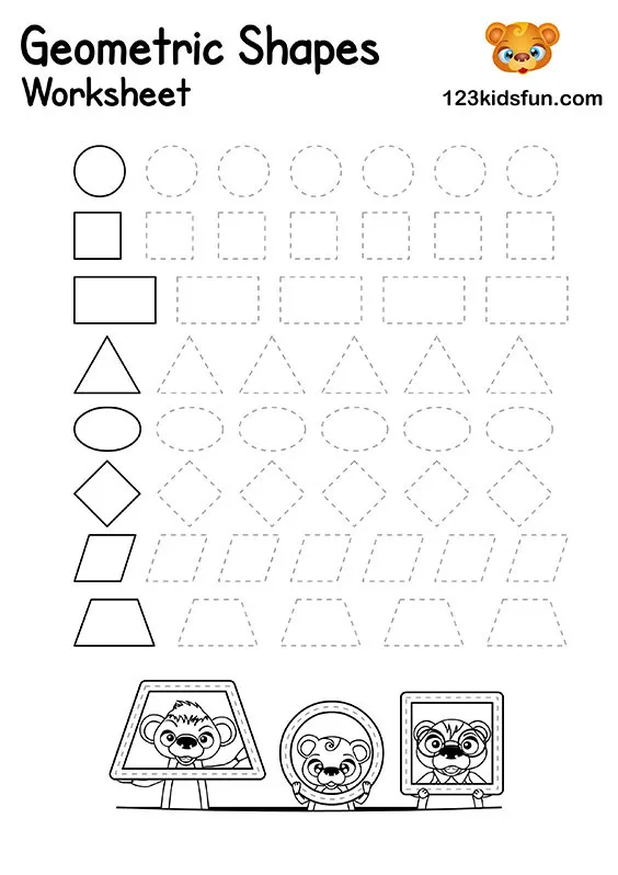 Atividade de Free Geometry Shapes Tracing Worksheets - Folha 10