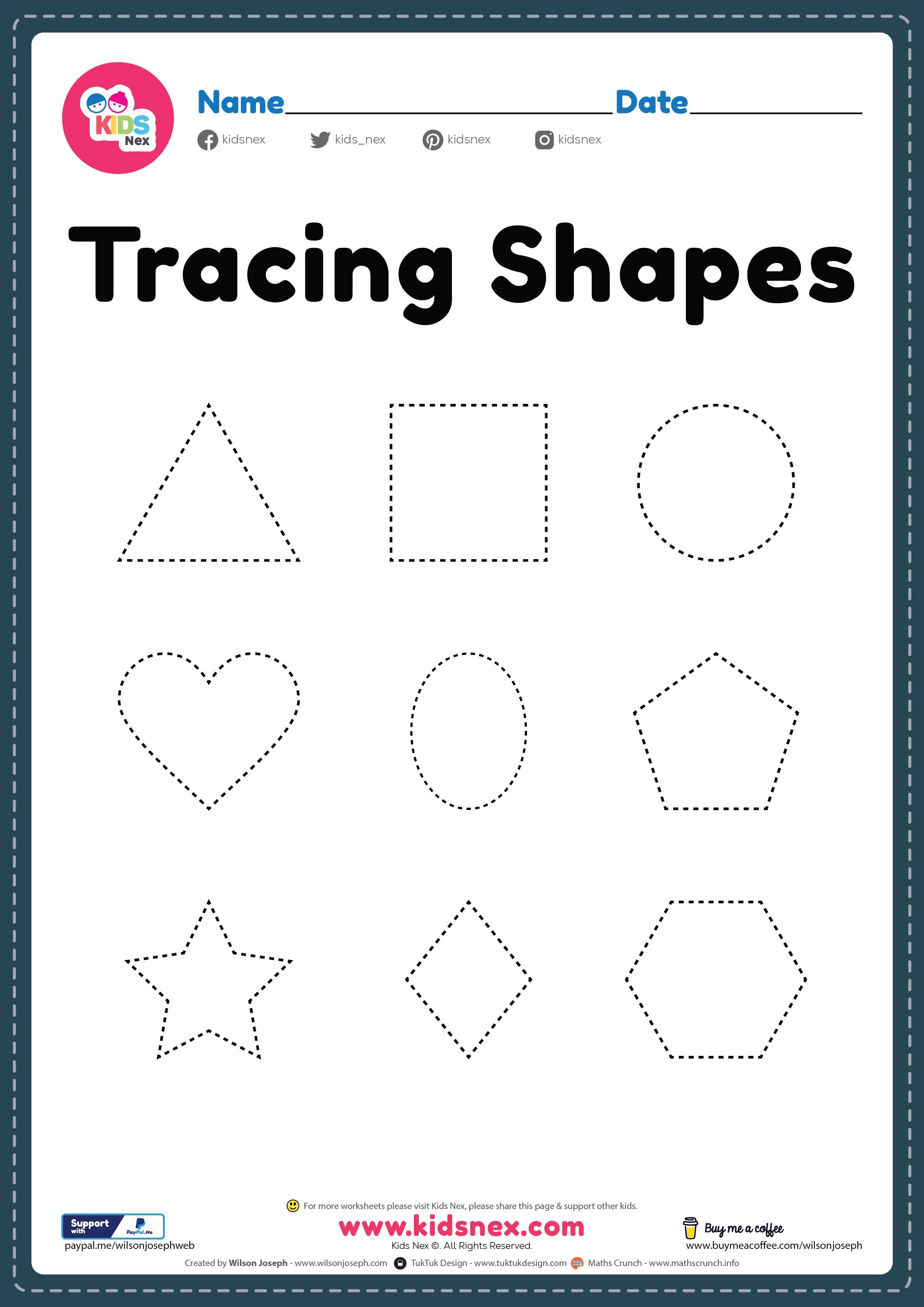 Atividade de Free Geometry Shapes Tracing Worksheets - Folha 13