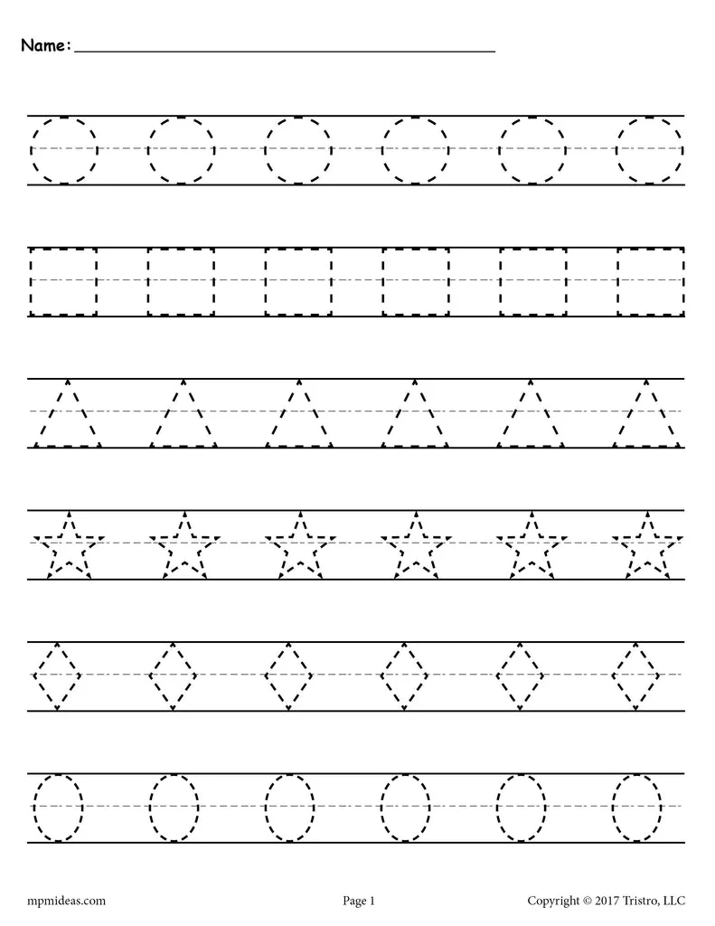 Atividade de Free Geometry Shapes Tracing Worksheets - Folha 19
