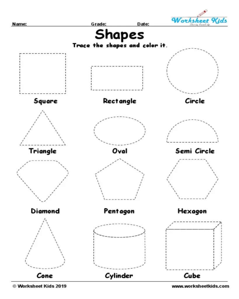 Atividade de Free Geometry Shapes Tracing Worksheets - Folha 23