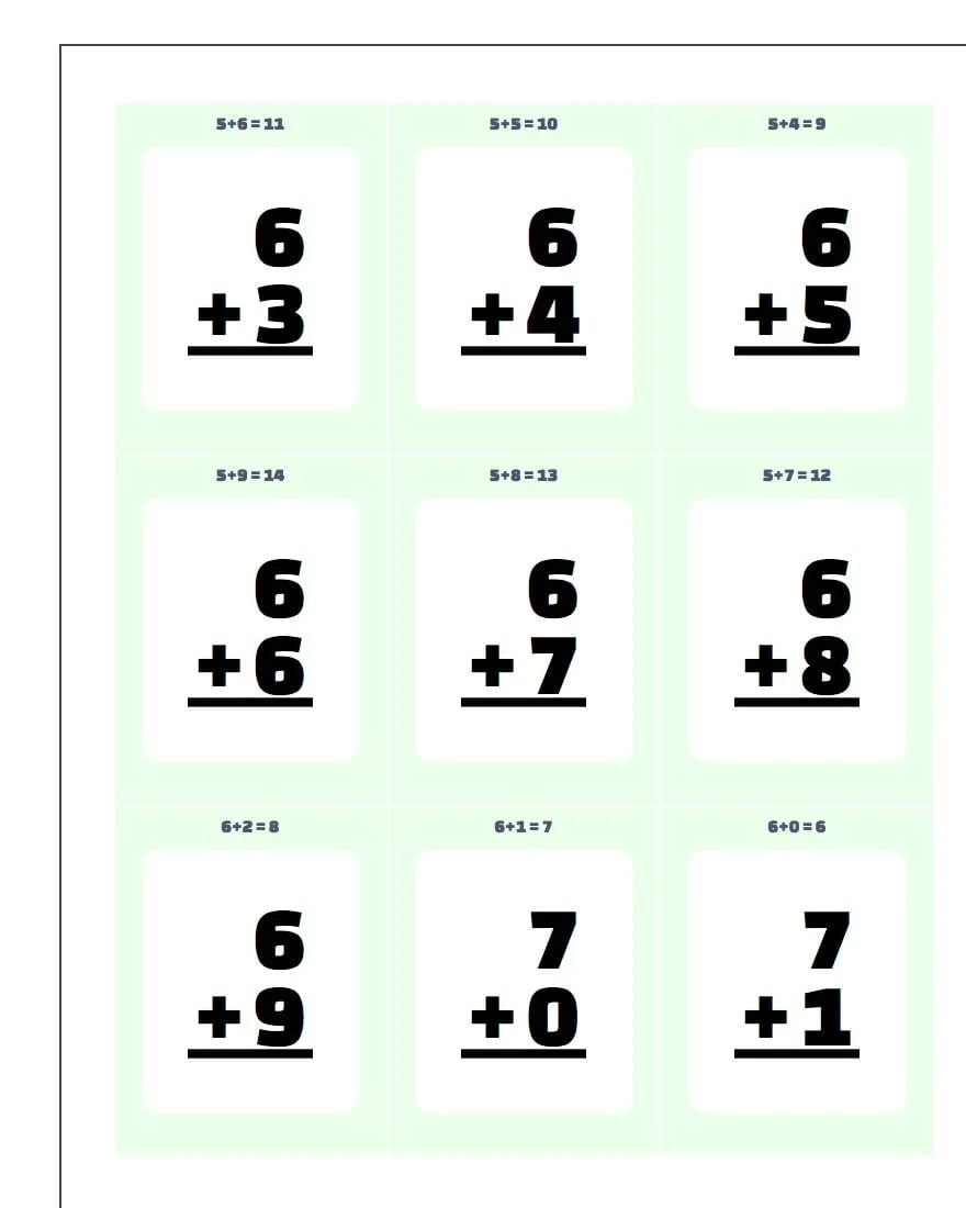 Free Free Printable Addition Flashcards For 1st Grade Worksheet for Kids Part 66