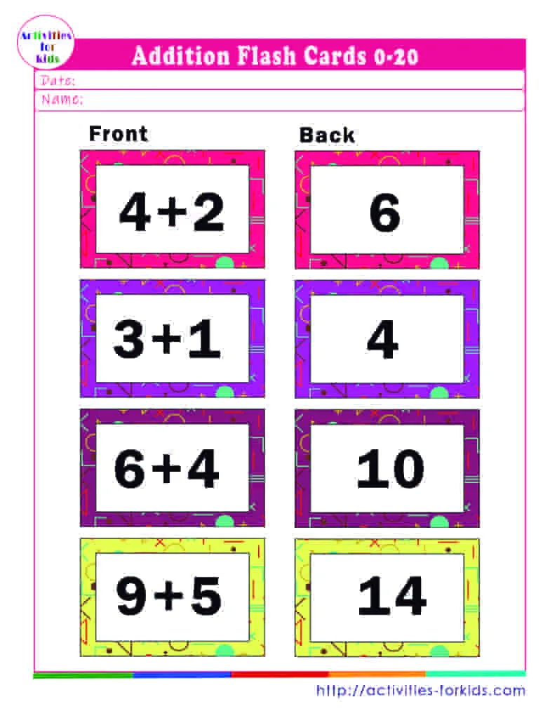 Free Free Printable Addition Flashcards For 1st Grade Worksheet for Kids Part 81