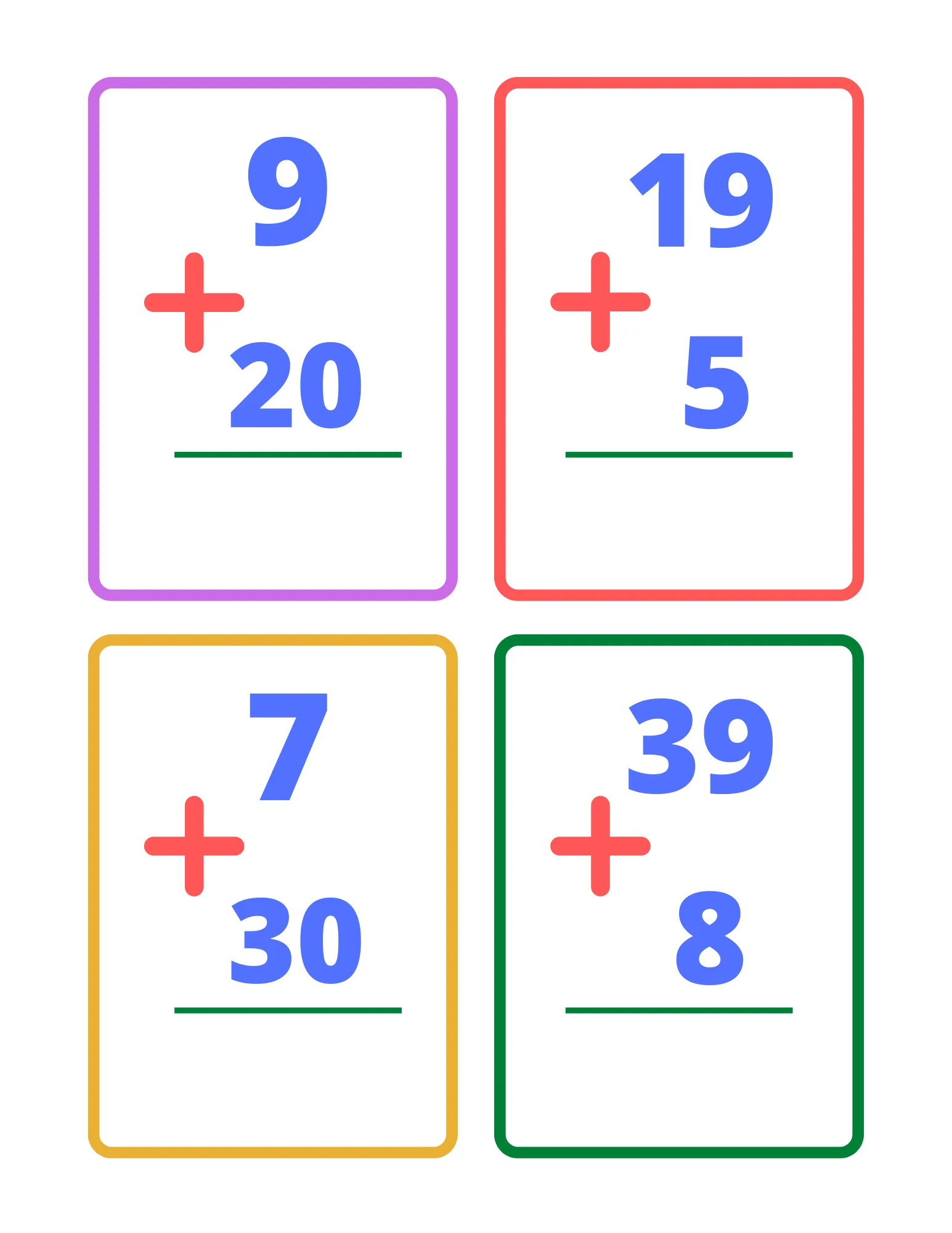 Free Free Printable Addition Flashcards For 1st Grade Worksheet for Kids Part 97