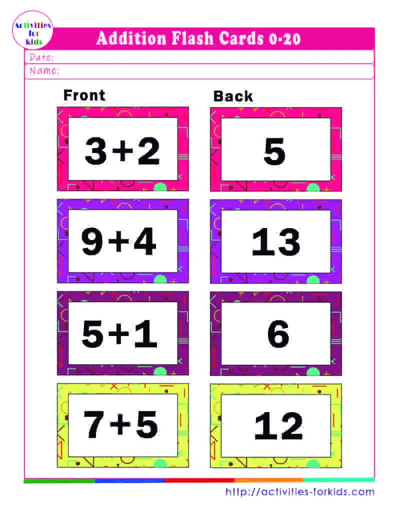 Free Free Printable Addition Flashcards For 1st Grade Worksheet for Kids Part 123