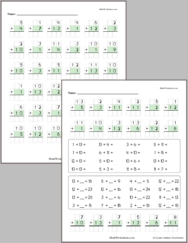 Free Free Printable Addition Flashcards For 1st Grade Worksheet for Kids Part 124