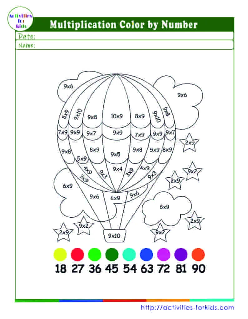 Free Fun Multiplication Color By Number Free Worksheet for Kids Part 9