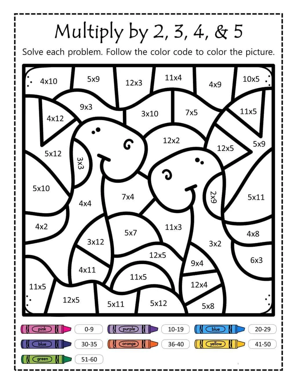Free Fun Multiplication Color By Number Free Worksheet for Kids Part 12