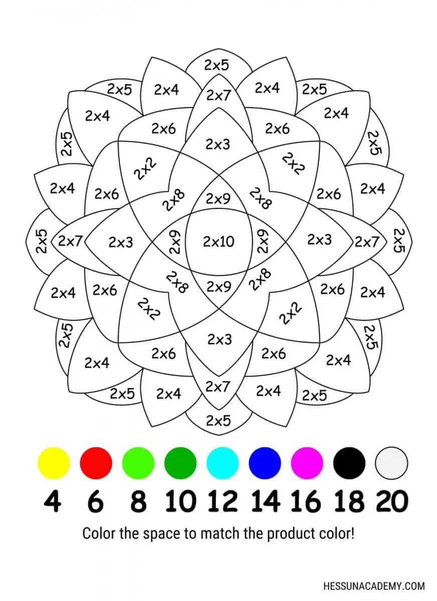 Free Fun Multiplication Color By Number Free Worksheet for Kids Part 26