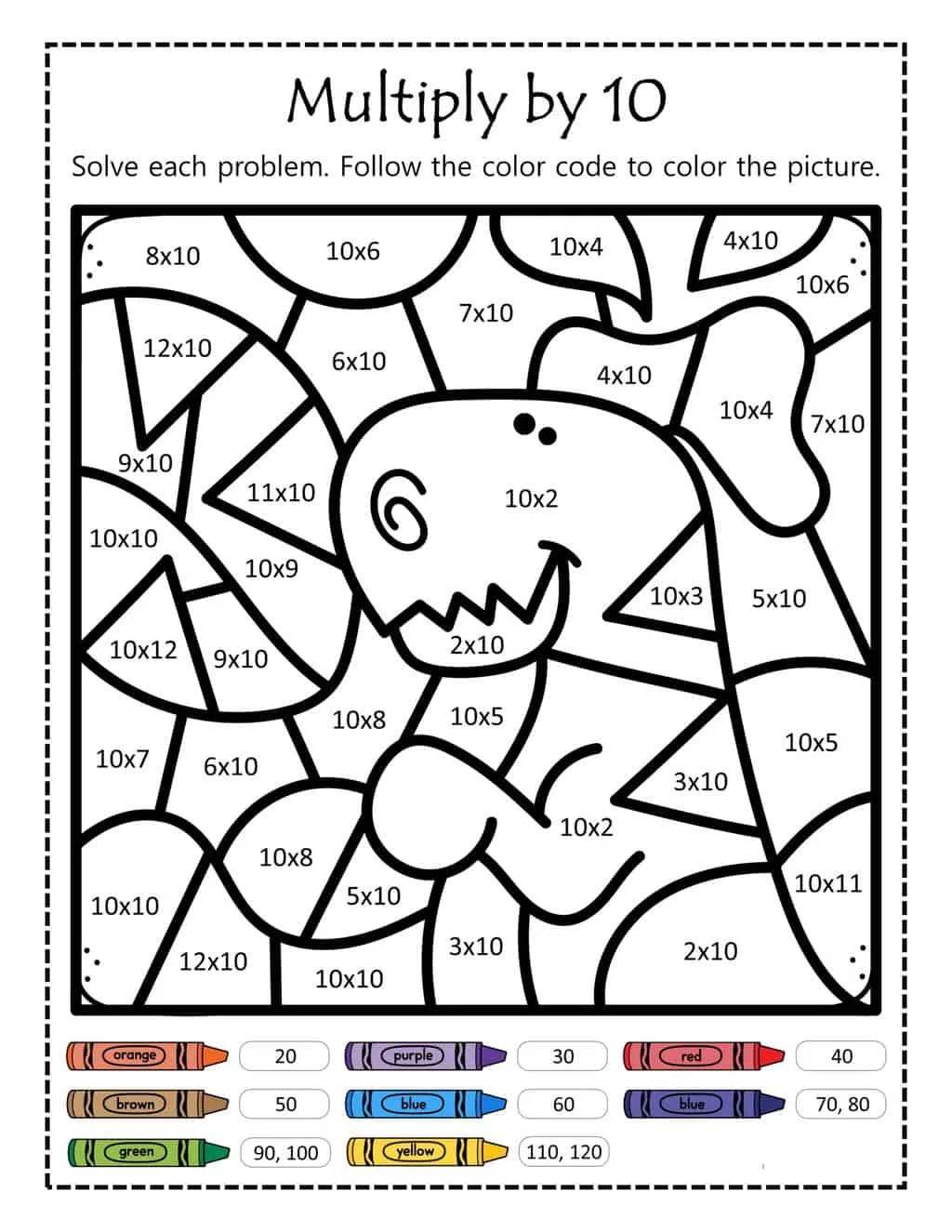 Free Fun Multiplication Color By Number Free Worksheet for Kids Part 33