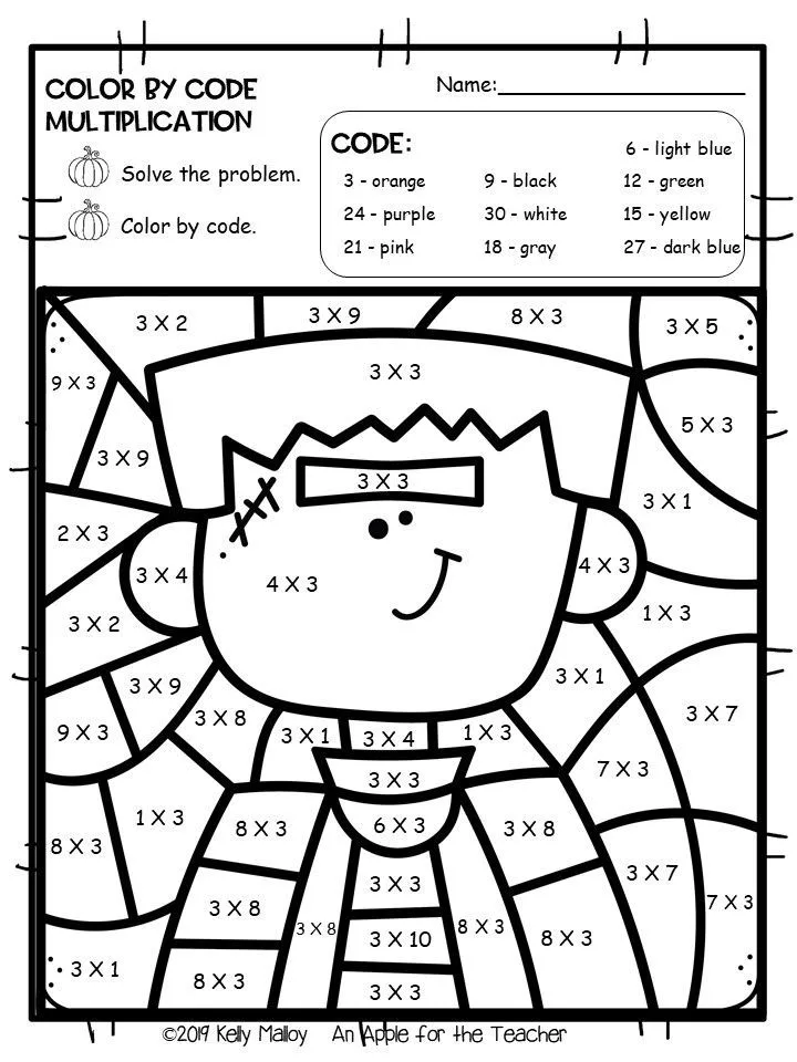 Free Fun Multiplication Color By Number Free Worksheet for Kids Part 36