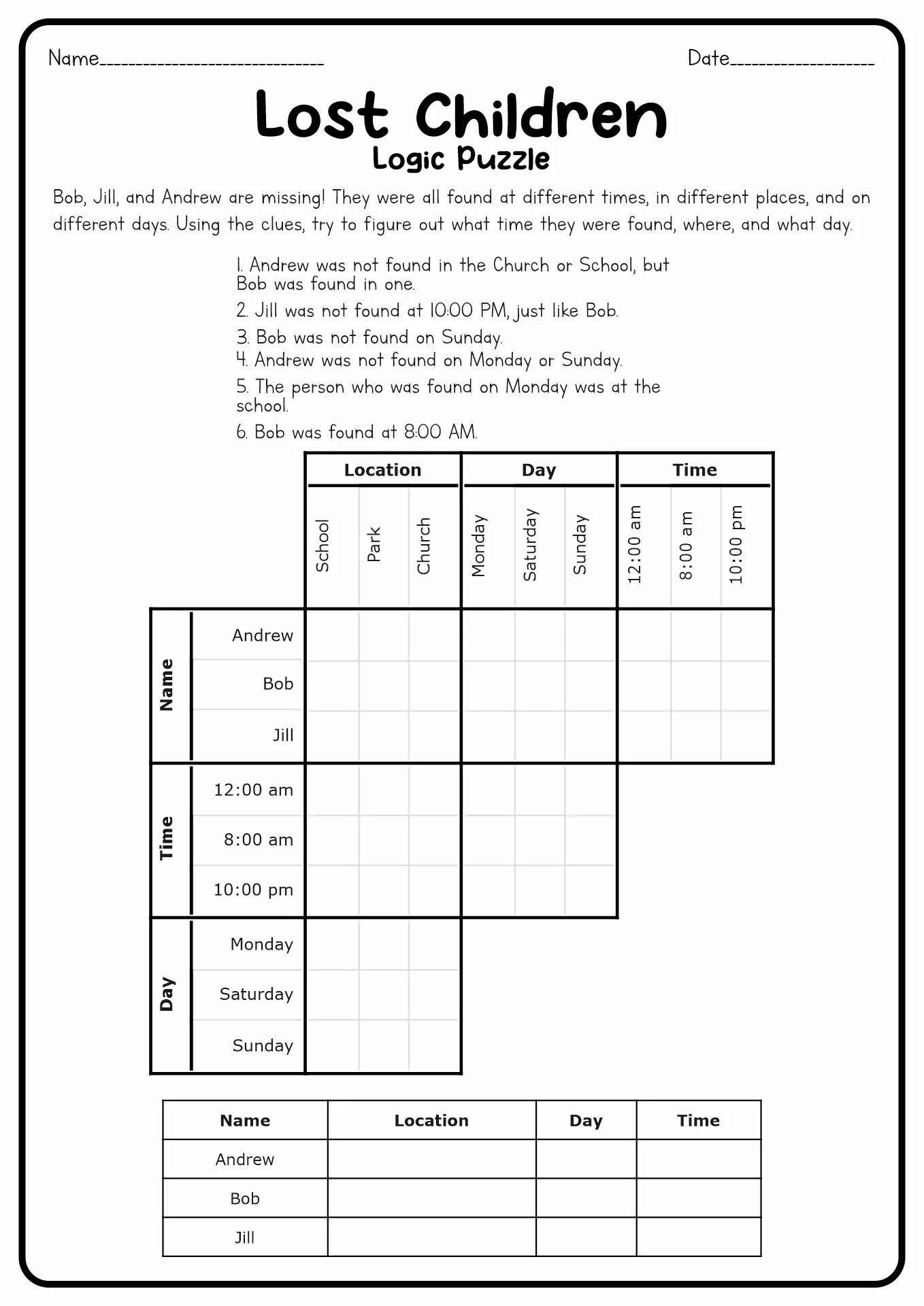 Atividade de Logic Puzzles For Elementary Students Pdf - Folha 10