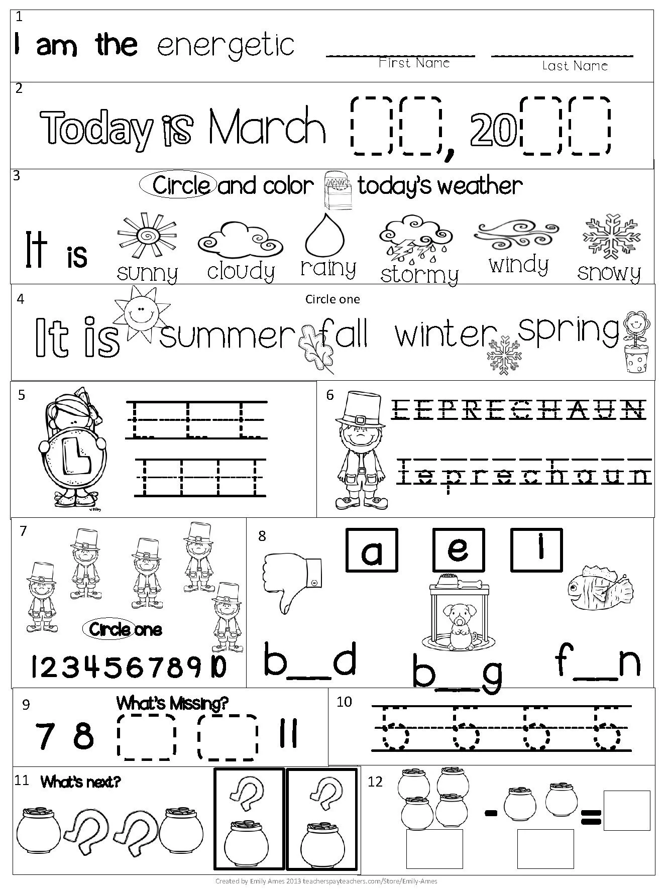 Atividade de Printable Calendar Math For Morning Work - Folha 7