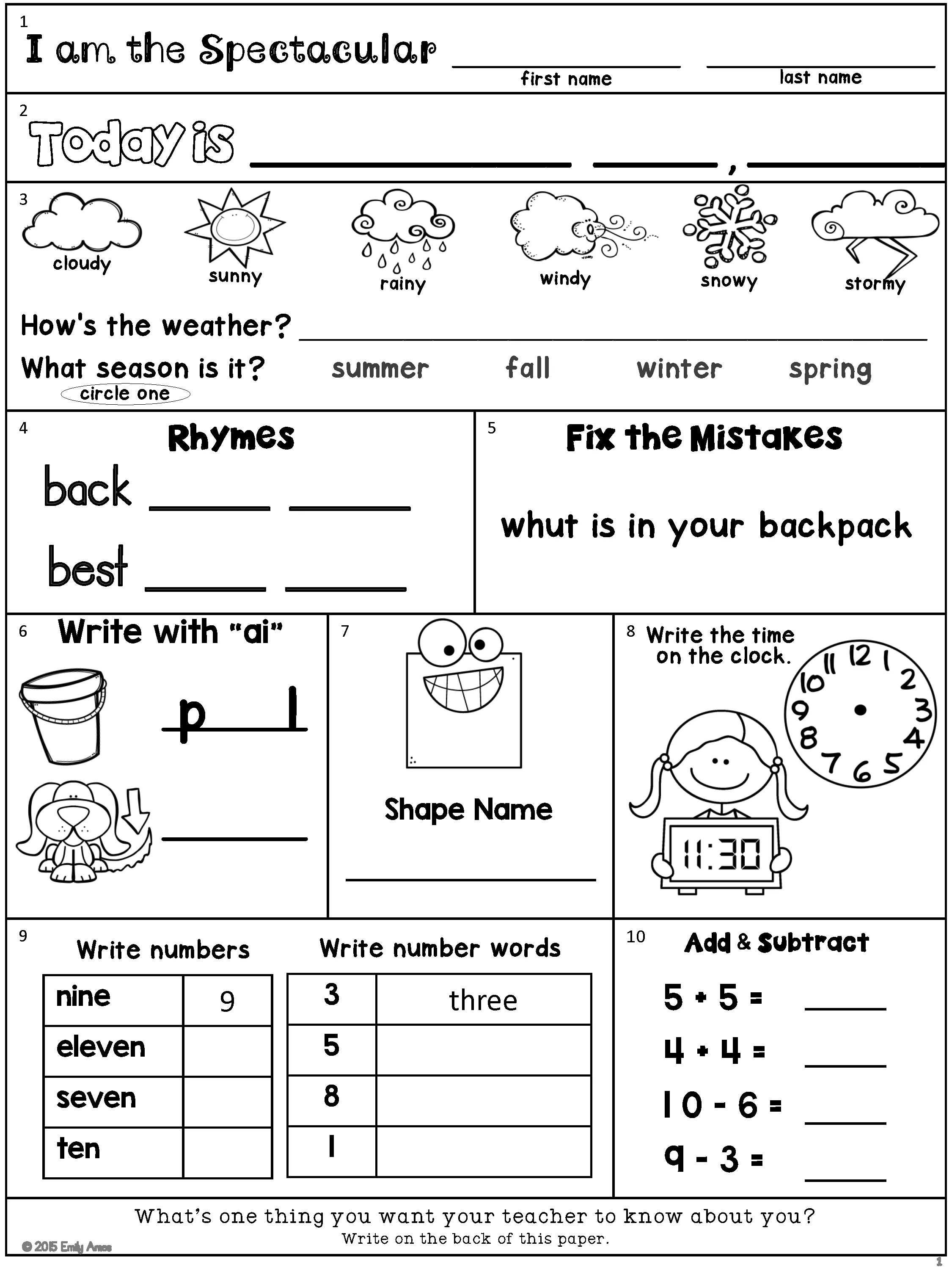 Atividade de Printable Calendar Math For Morning Work - Folha 11