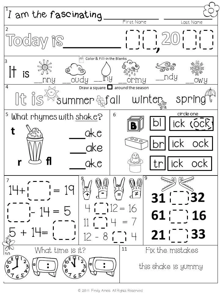 Atividade de Printable Calendar Math For Morning Work - Folha 13