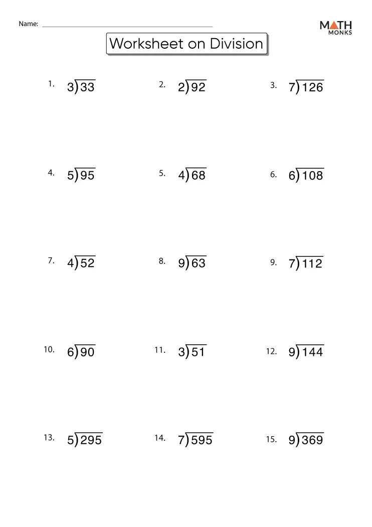 Atividade de Printable Division Practice Sheets 3rd Grade - Folha 11