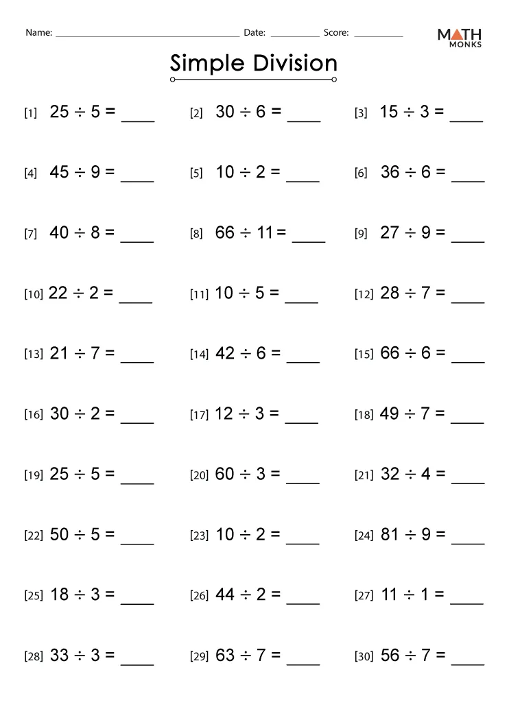 Atividade de Printable Division Practice Sheets 3rd Grade - Folha 16