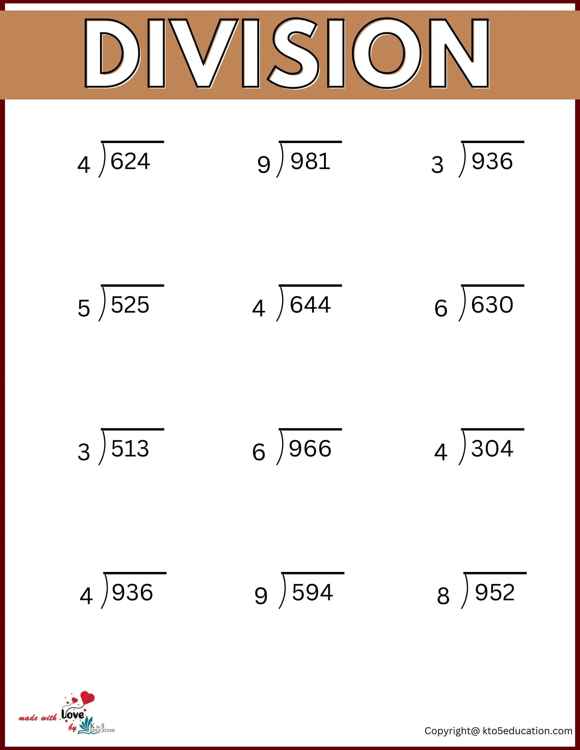 Atividade de Printable Division Practice Sheets 3rd Grade - Folha 17