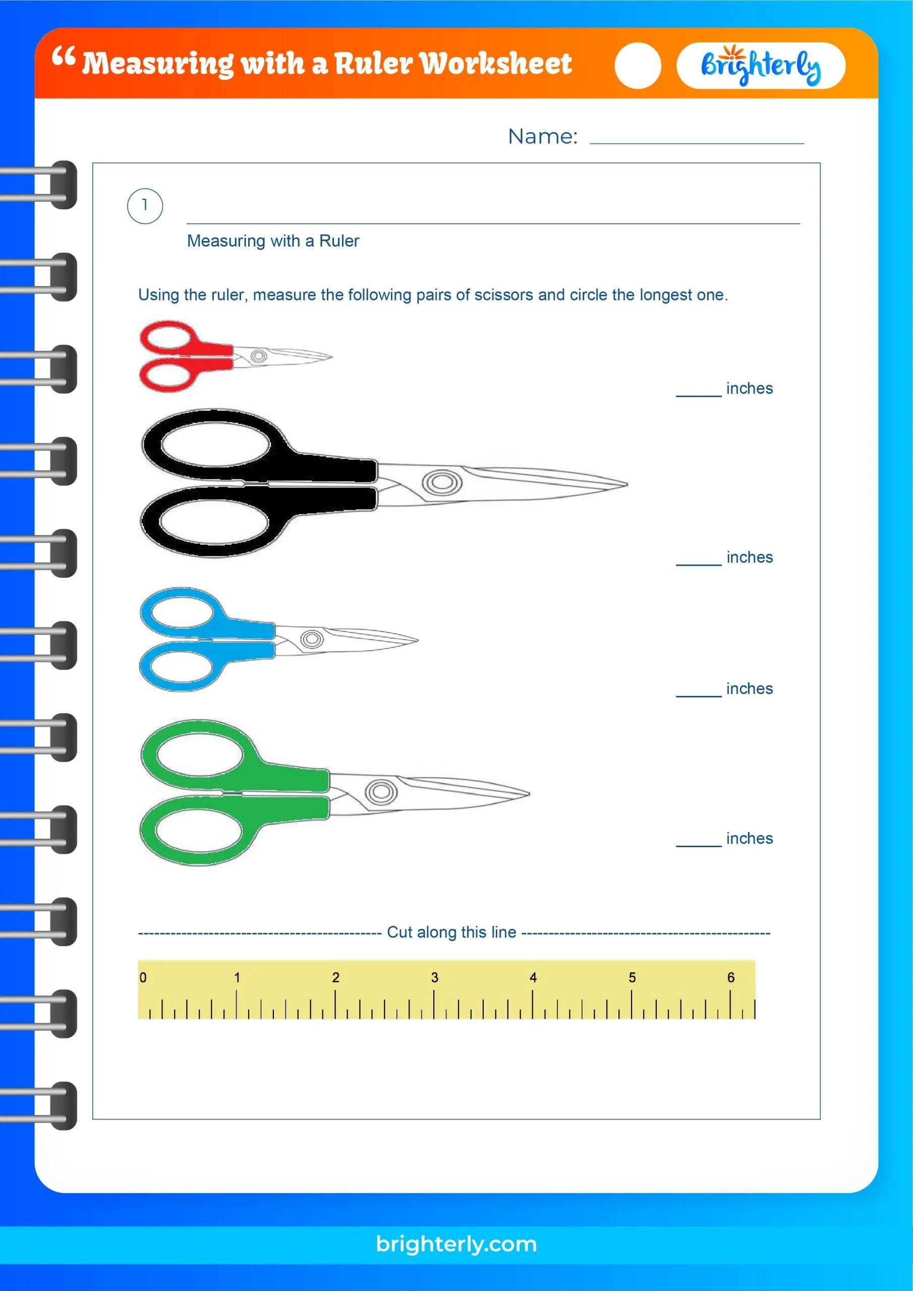 Atividade de Printable Ruler Measurement Practice Sheets - Folha 7