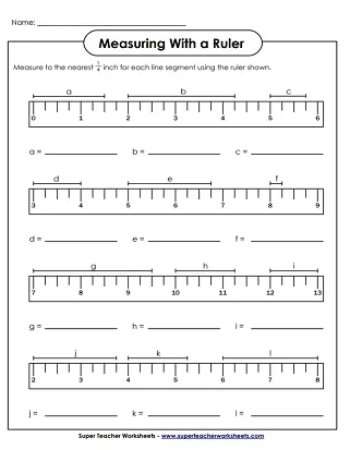 Atividade de Printable Ruler Measurement Practice Sheets - Folha 15