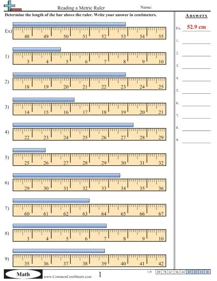 Atividade de Printable Ruler Measurement Practice Sheets - Folha 18