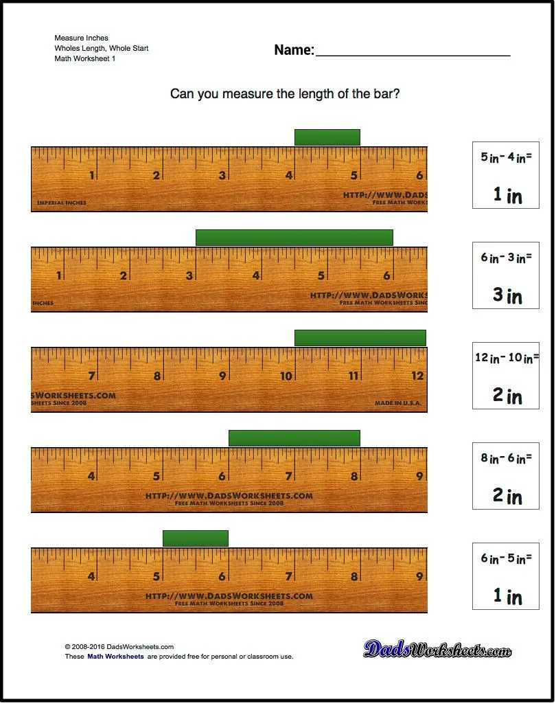 Atividade de Printable Ruler Measurement Practice Sheets - Folha 19