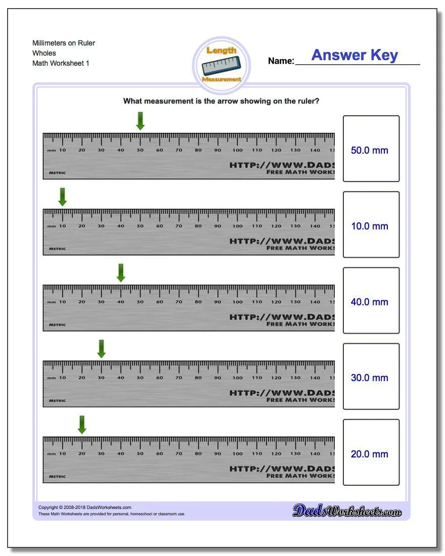 Atividade de Printable Ruler Measurement Practice Sheets - Folha 20