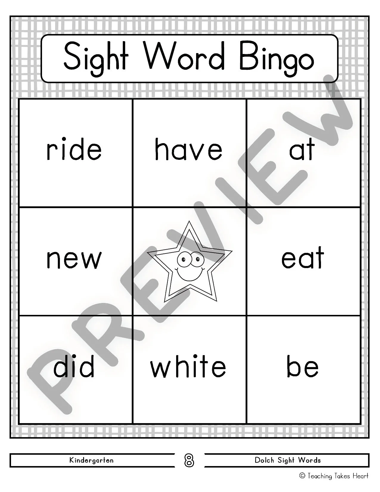 Atividade de Sight Word Bingo Cards Free Printable - Folha 5