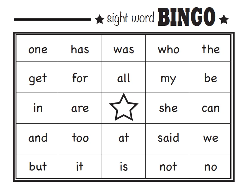 Atividade de Sight Word Bingo Cards Free Printable - Folha 7