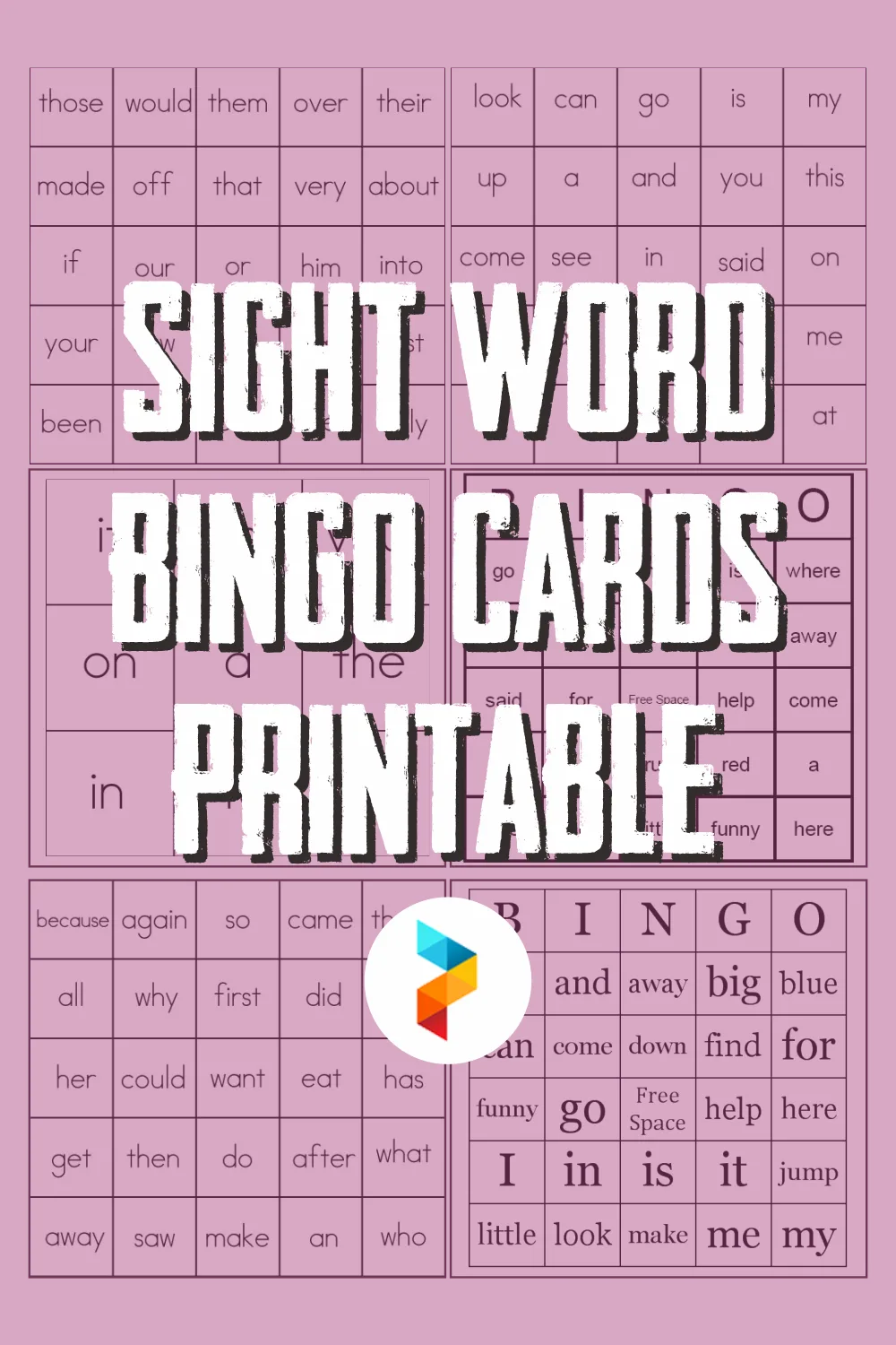Atividade de Sight Word Bingo Cards Free Printable - Folha 18