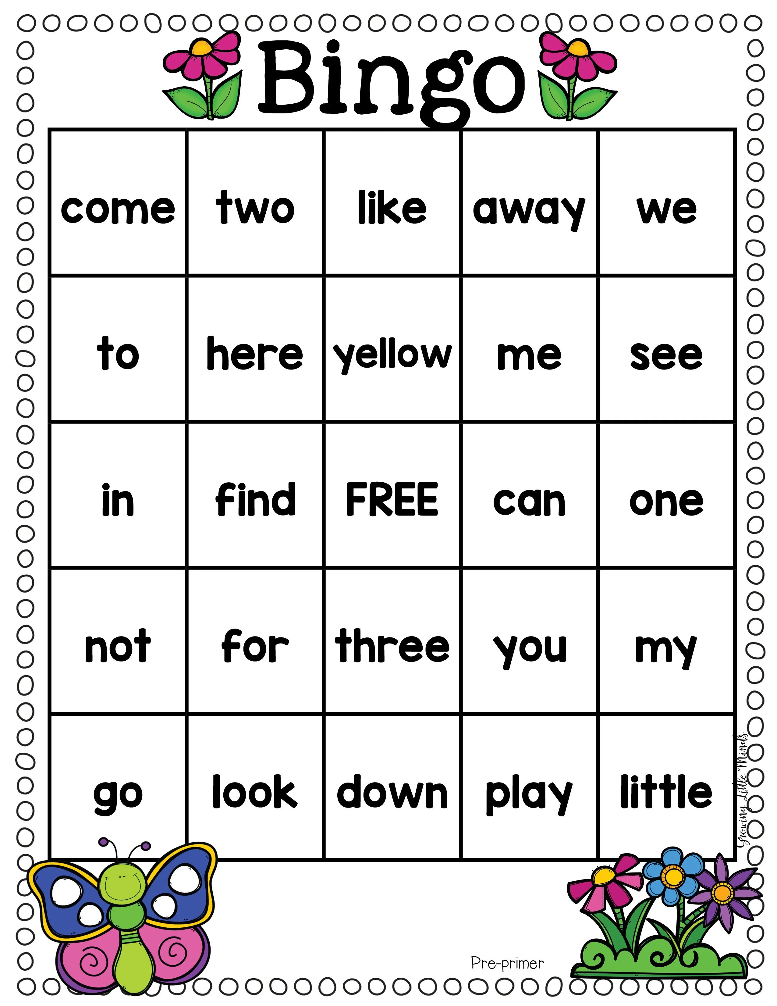 Atividade de Sight Word Bingo Cards Free Printable - Folha 25
