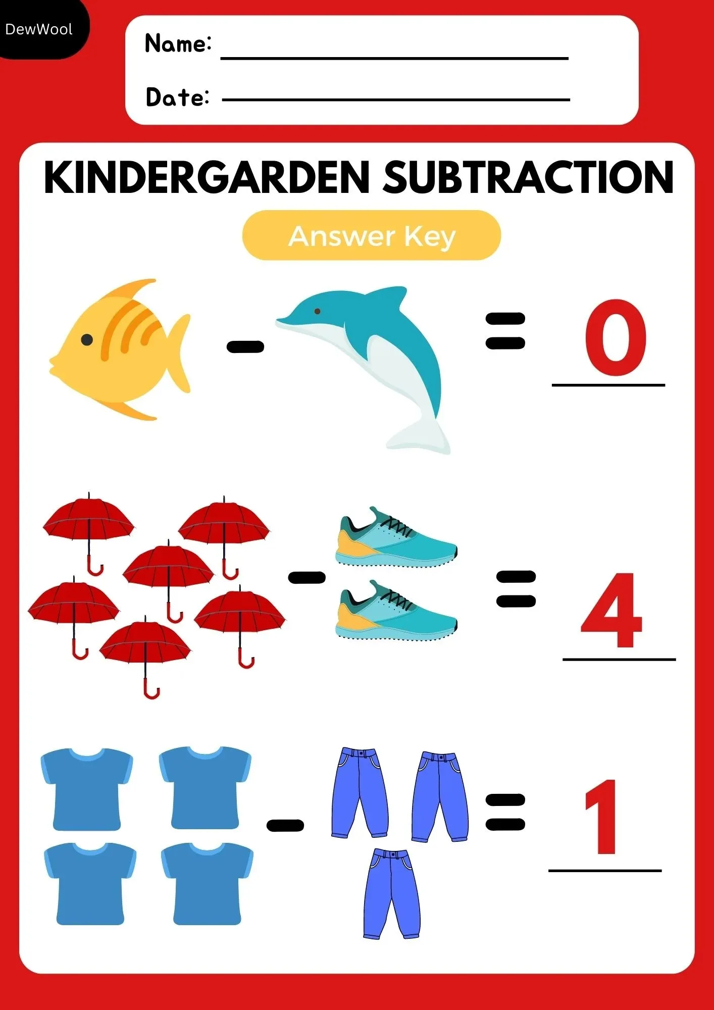 Atividade de Subtraction Worksheets For Kindergarten Pdf - Folha 5