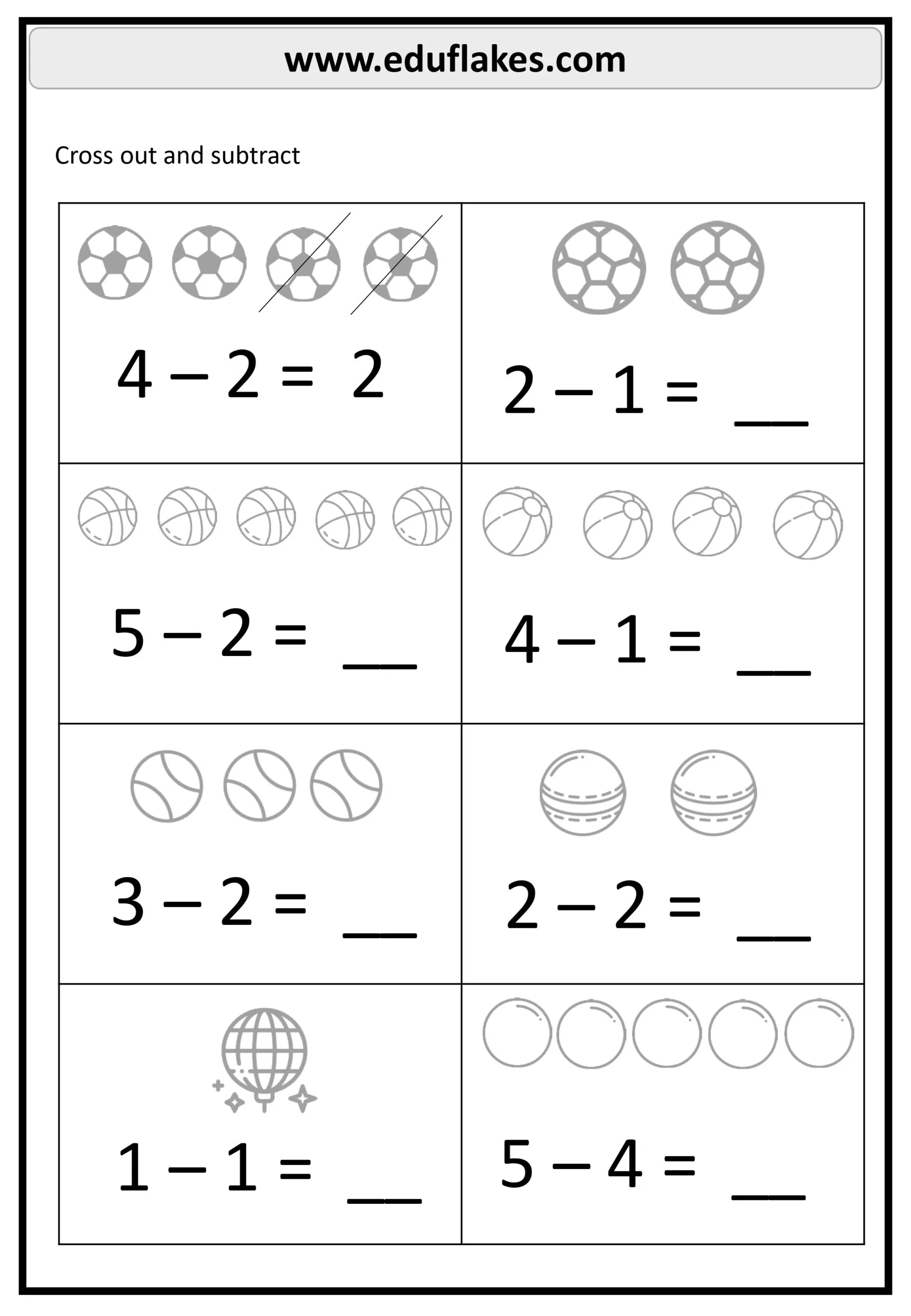 Atividade de Subtraction Worksheets For Kindergarten Pdf - Folha 30