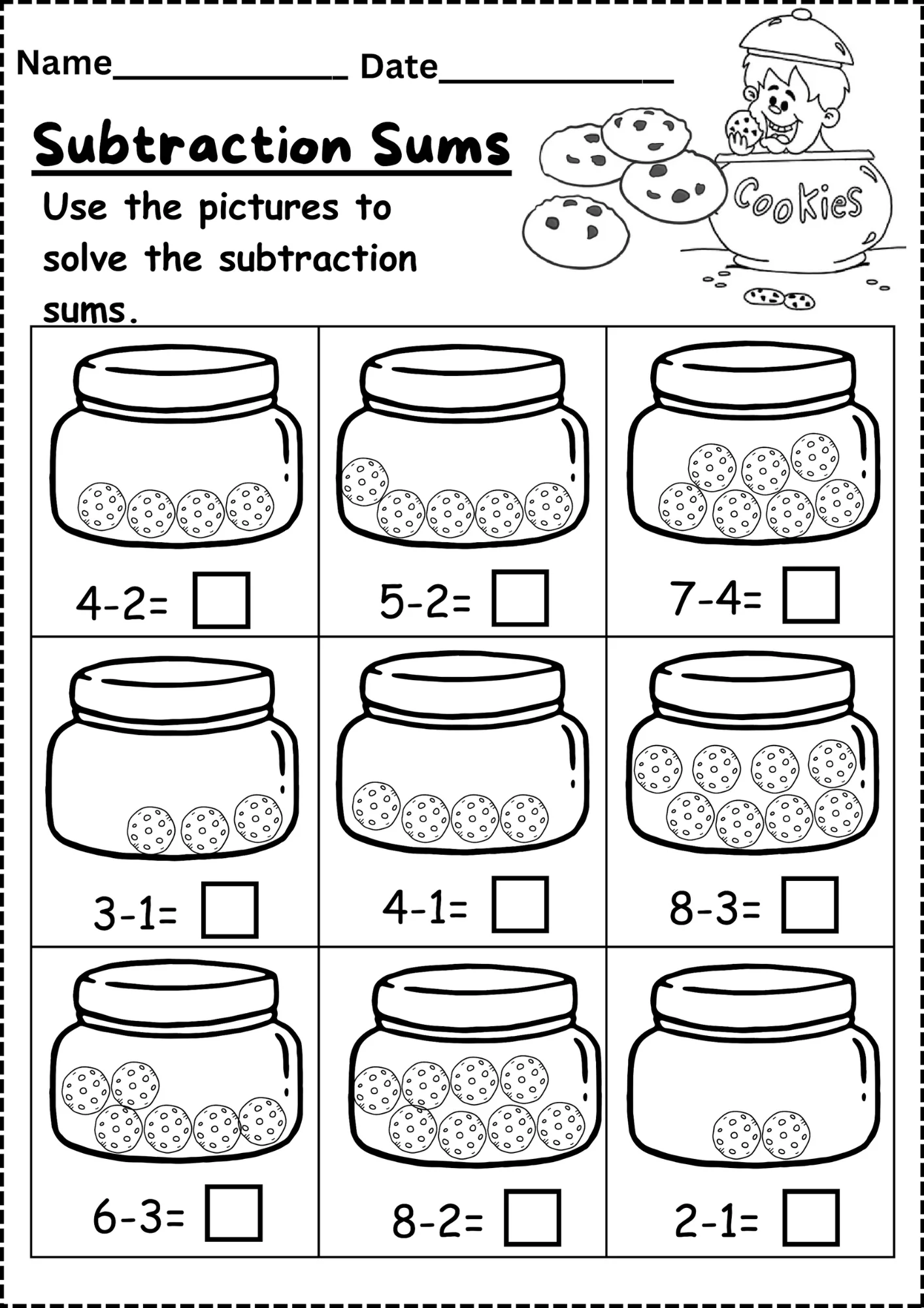 Free Subtraction Worksheets For Kindergarten PDF Worksheet for Kids Part 44