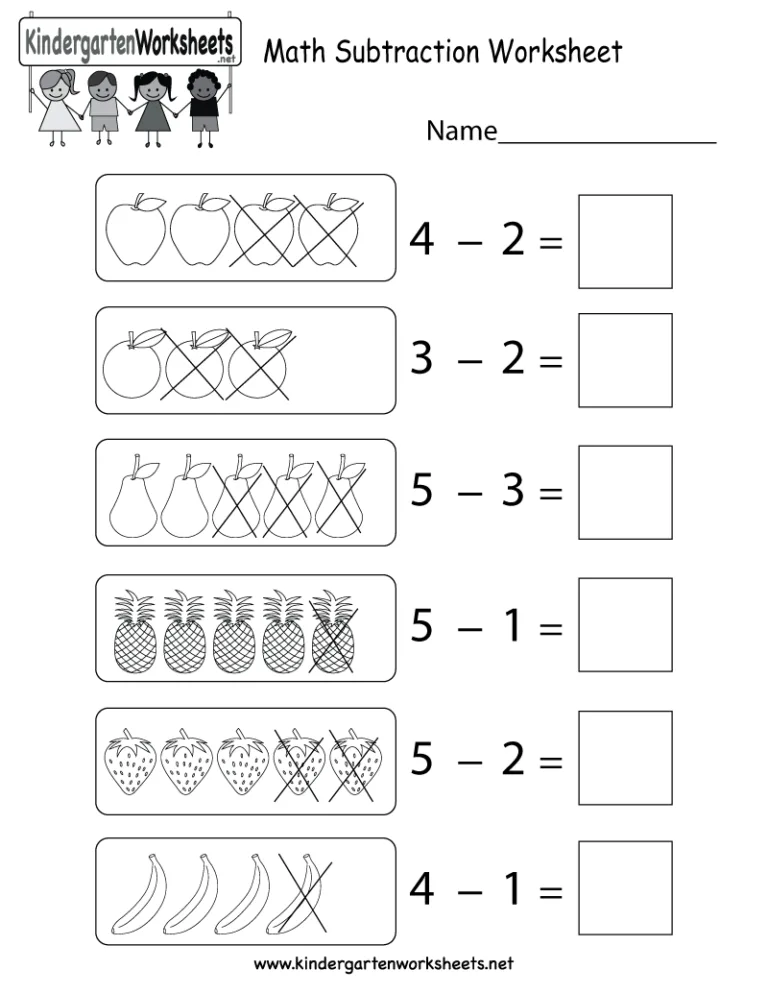 Free Subtraction Worksheets For Kindergarten PDF Worksheet for Kids Part 63