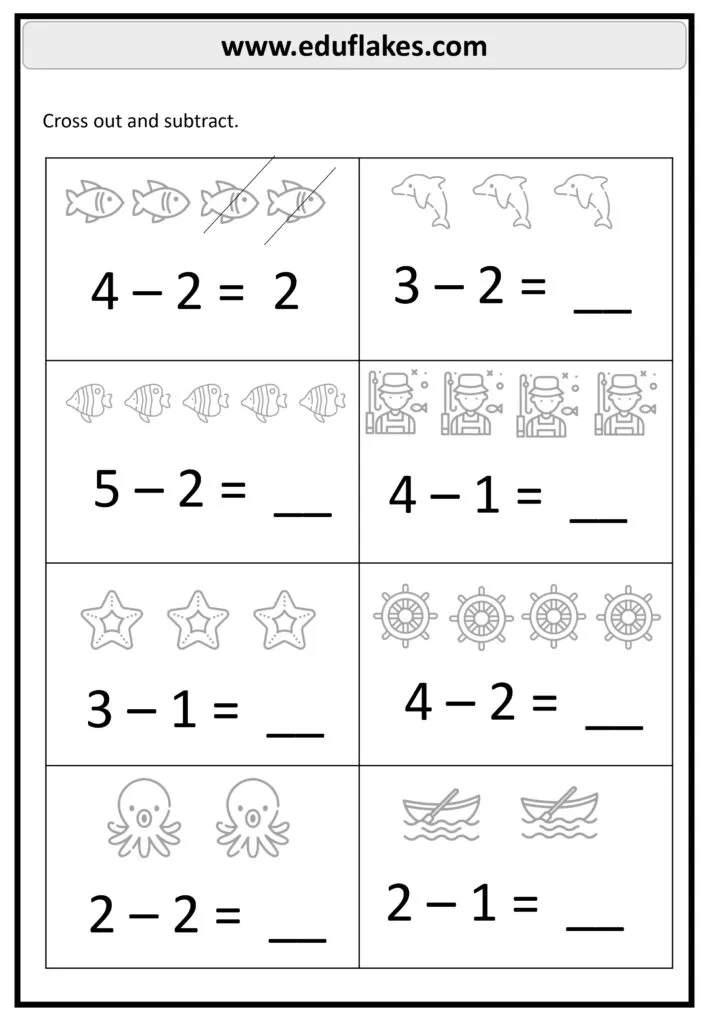 Free Subtraction Worksheets For Kindergarten PDF Worksheet for Kids Part 65