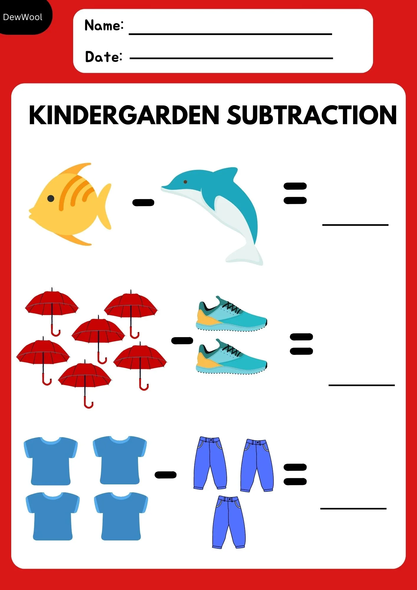 Free Subtraction Worksheets For Kindergarten PDF Worksheet for Kids Part 69