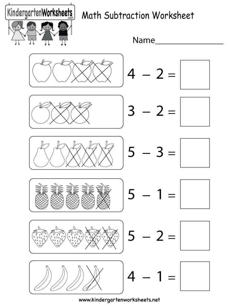 Free Subtraction Worksheets For Kindergarten PDF Worksheet for Kids Part 78
