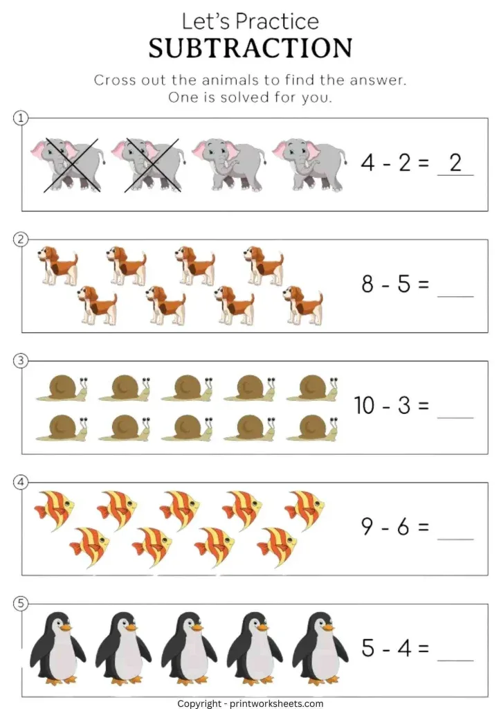 Free Subtraction Worksheets For Kindergarten PDF Worksheet for Kids Part 79