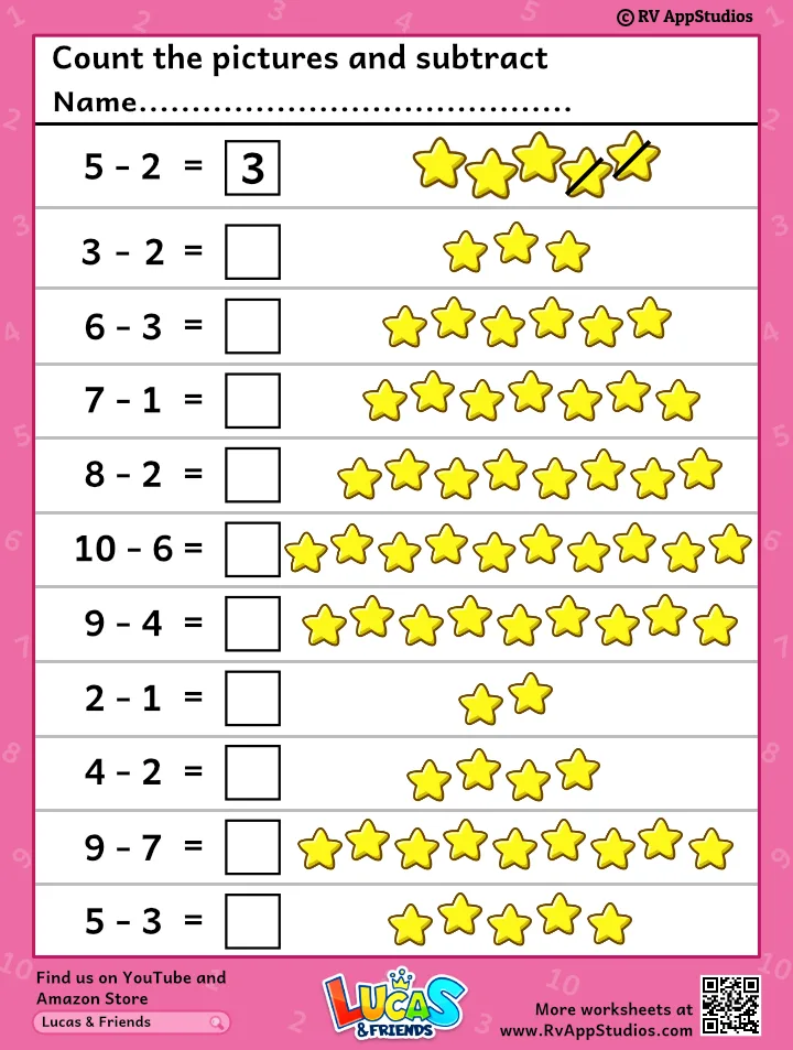 Free Subtraction Worksheets For Kindergarten PDF Worksheet for Kids Part 86