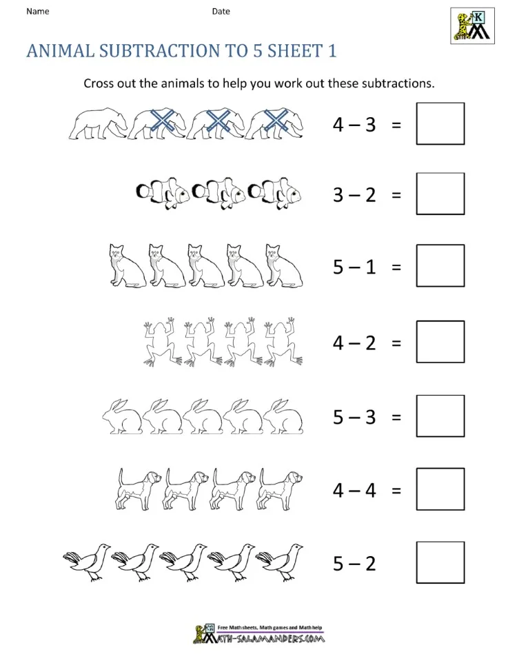 Free Subtraction Worksheets For Kindergarten PDF Worksheet for Kids Part 93