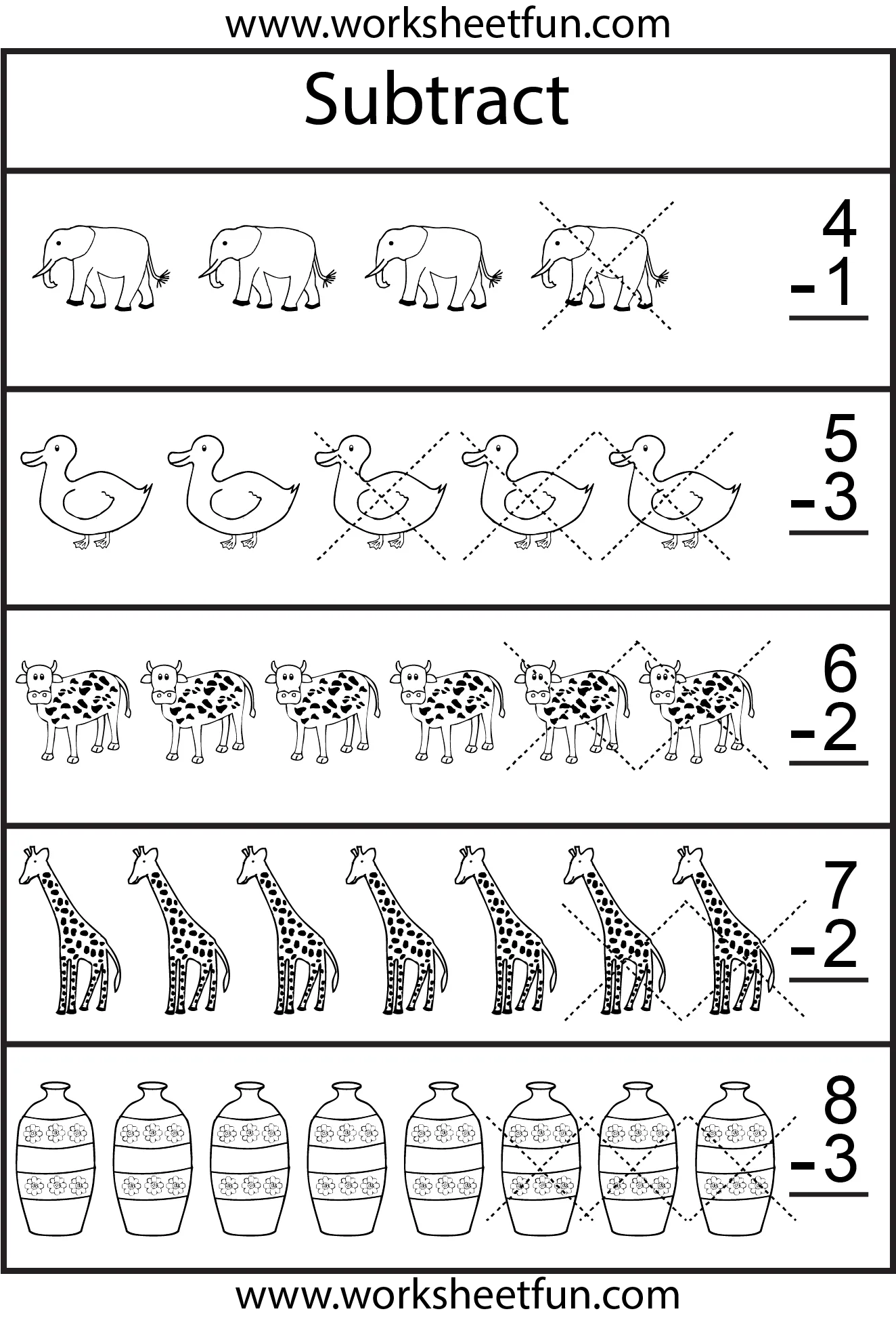 Free Subtraction Worksheets For Kindergarten PDF Worksheet for Kids Part 96