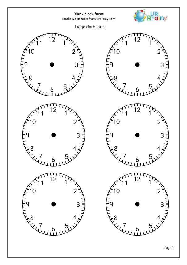 Atividade de Telling Time Clock Faces Printable Free - Folha 3
