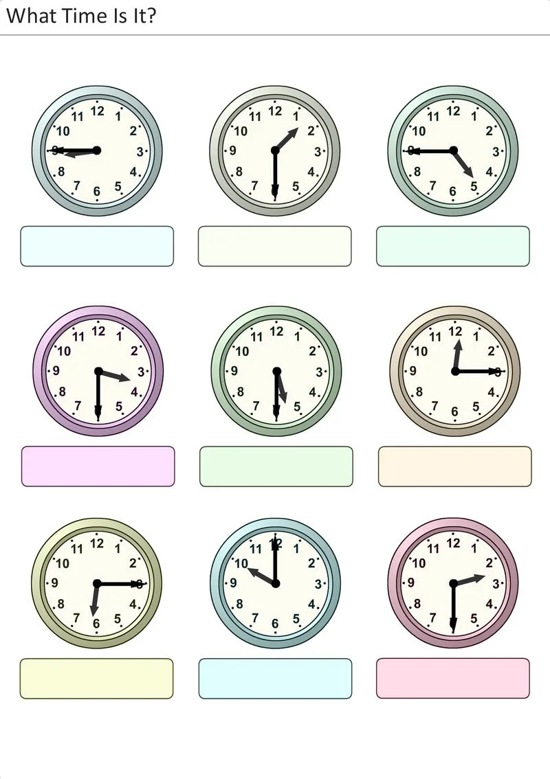 Atividade de Telling Time Clock Faces Printable Free - Folha 4