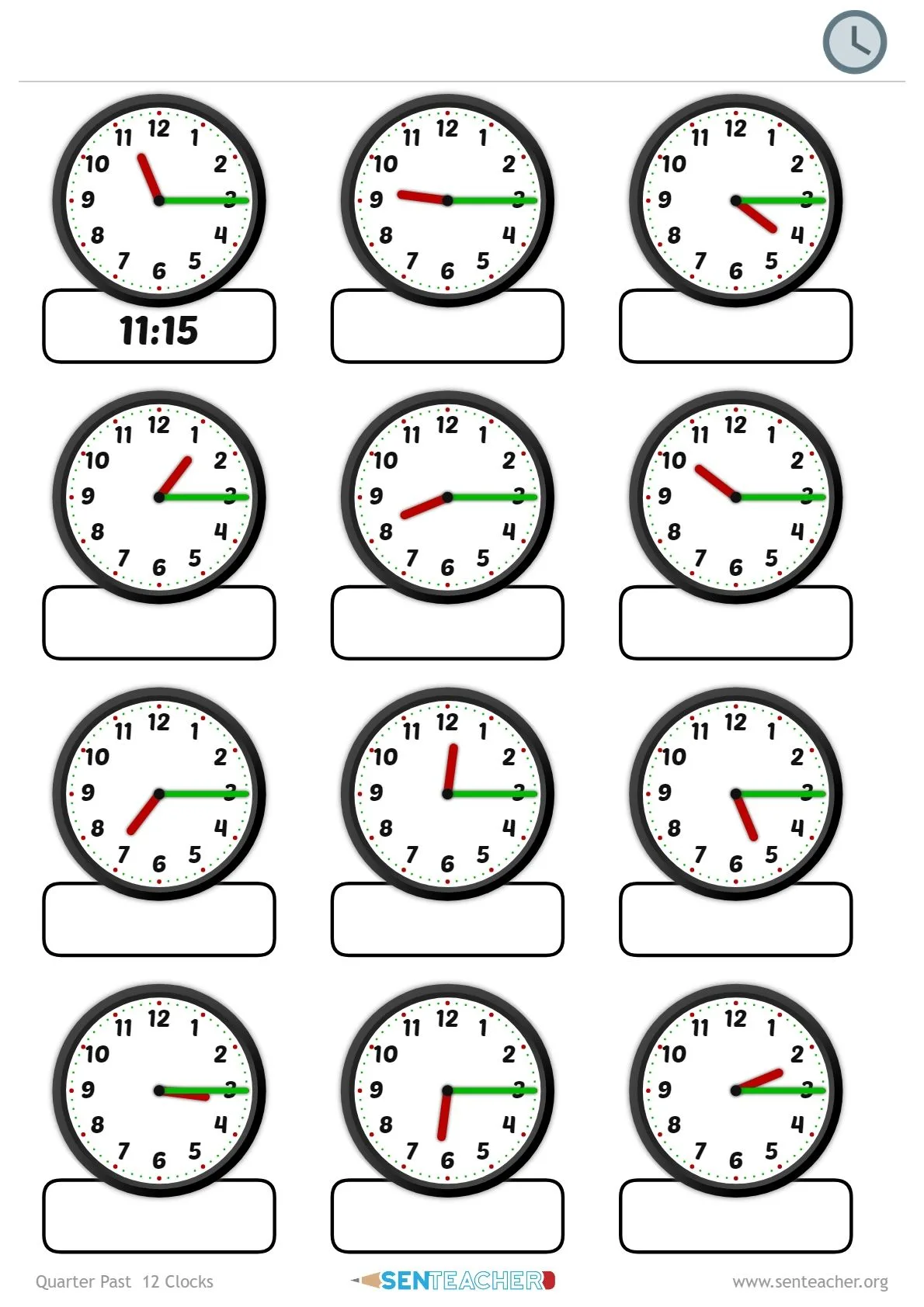 Atividade de Telling Time Clock Faces Printable Free - Folha 5
