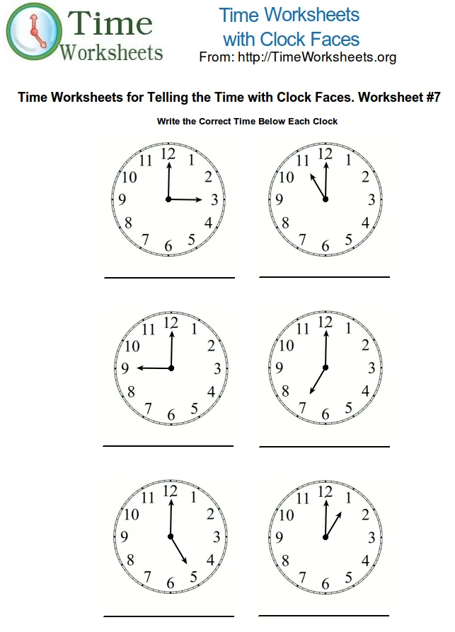 Atividade de Telling Time Clock Faces Printable Free - Folha 7