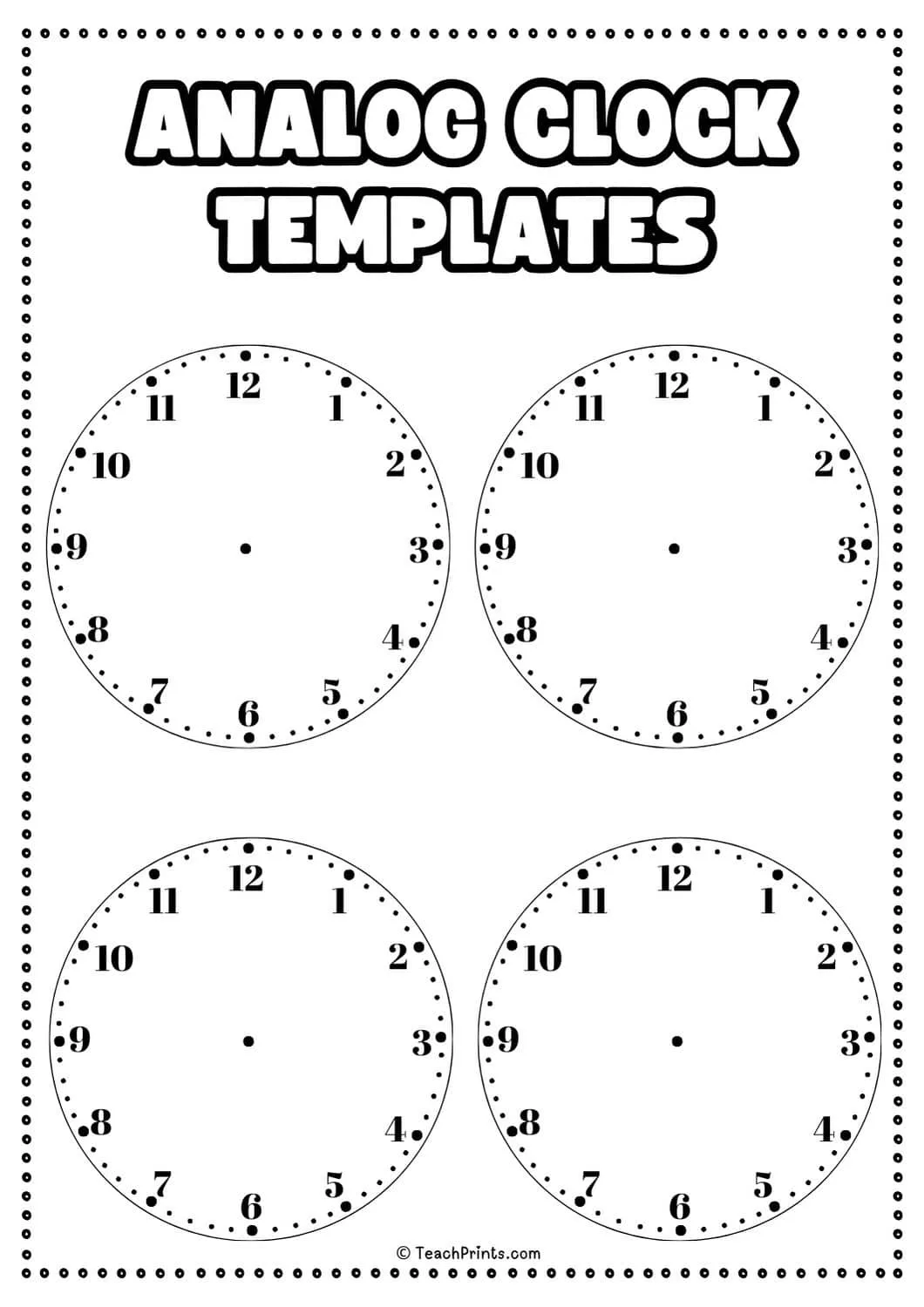 Atividade de Telling Time Clock Faces Printable Free - Folha 17